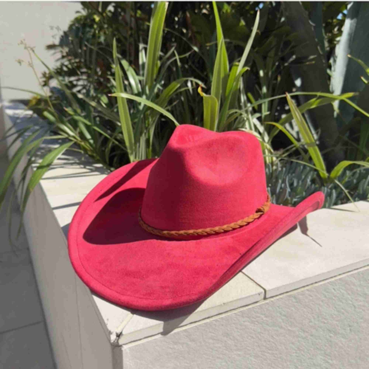 Vegan Suede Cowboy Hat with Braided Suede Band