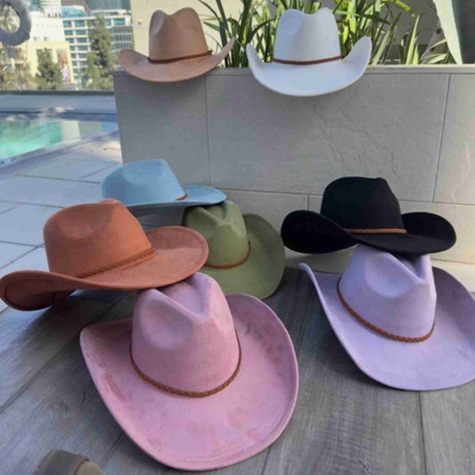 Vegan Suede Cowboy Hat with Braided Suede Band