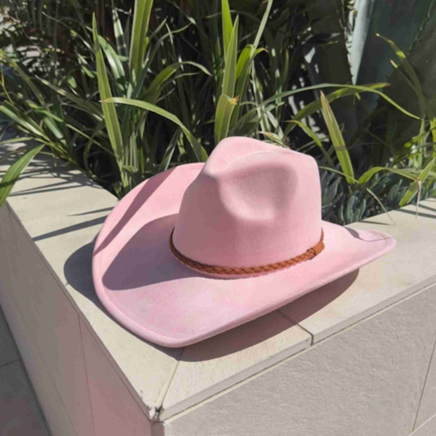 Vegan Suede Cowboy Hat with Braided Suede Band