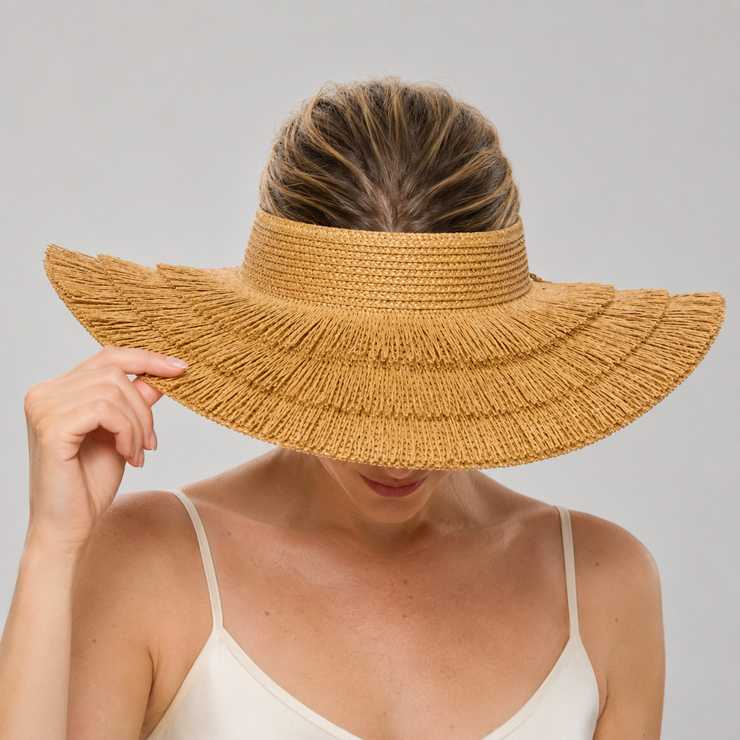Beachy Fringe Crownless Straw Visor