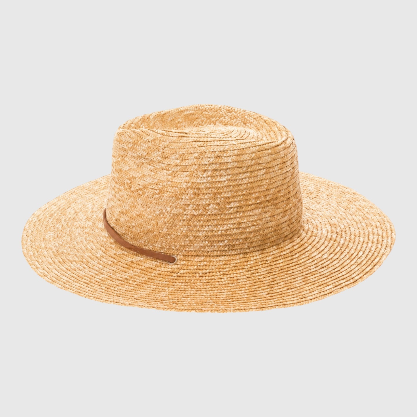 Wheat Straw Wide Brim Rancher Hat with Leather Chin Cord