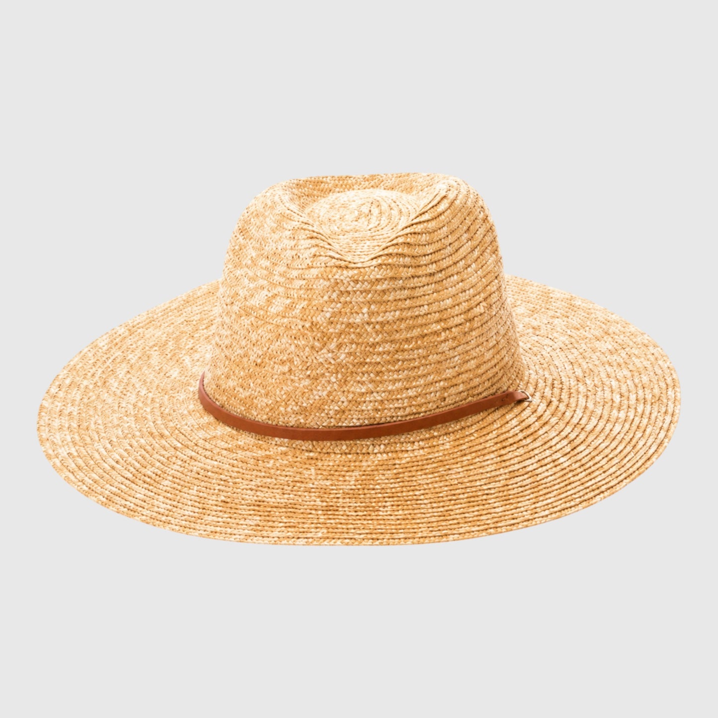 Wheat Straw Wide Brim Rancher Hat with Leather Chin Cord