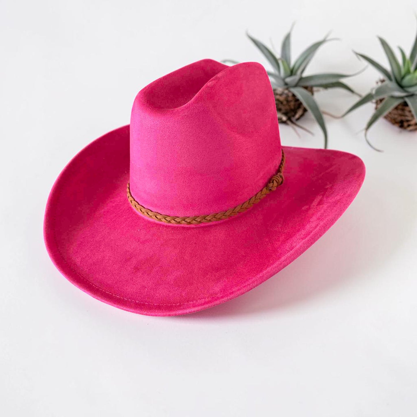 Vegan Suede Cattleman Cowboy Hat W/Suede braided Hat Band
