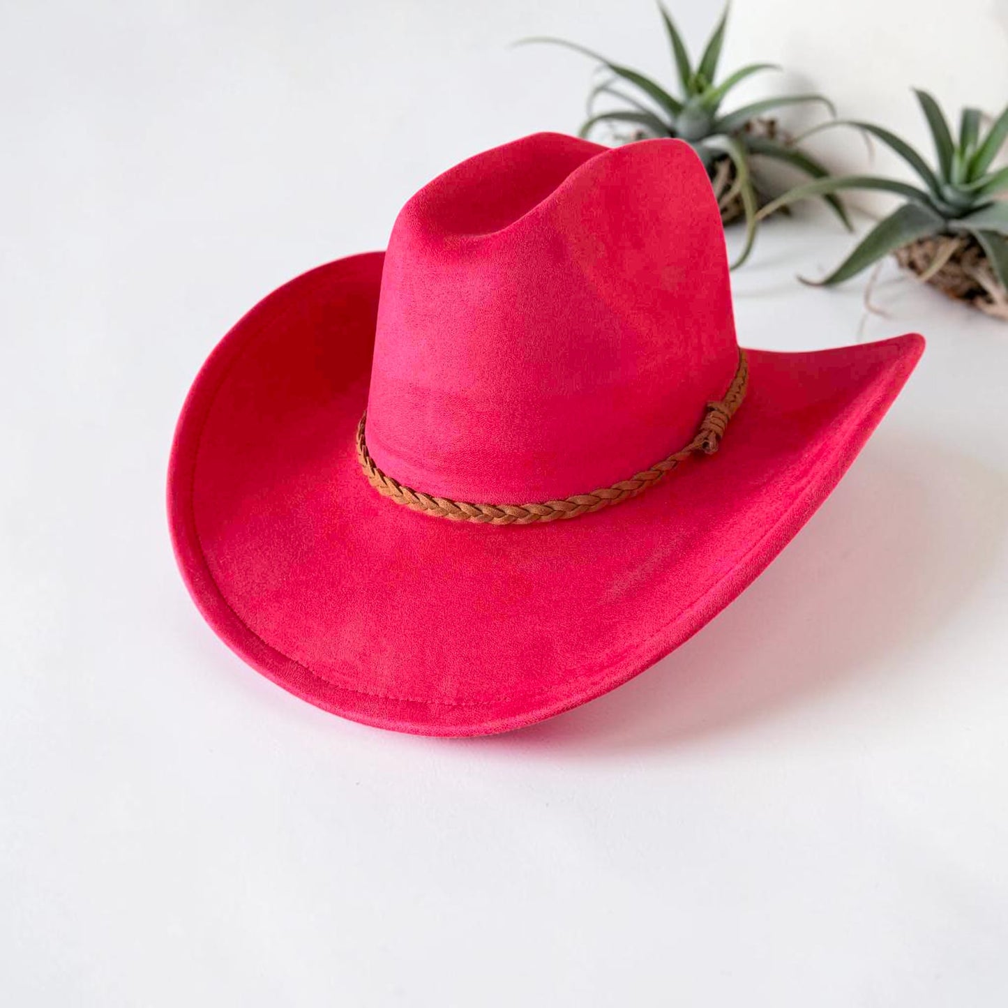 Vegan Suede Cattleman Cowboy Hat W/Suede braided Hat Band