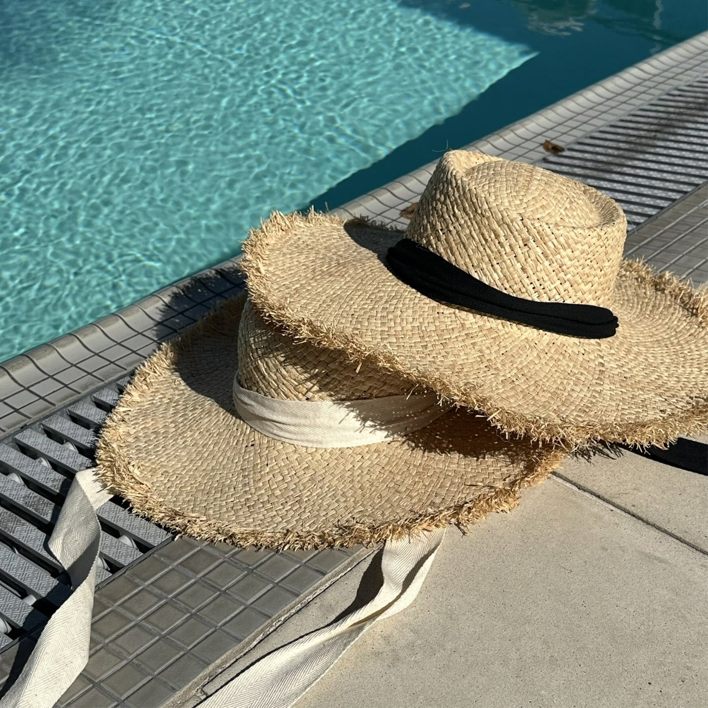 Frayed Edge Straw Rancher Hat with Ribbon Tie – Boho Chic!