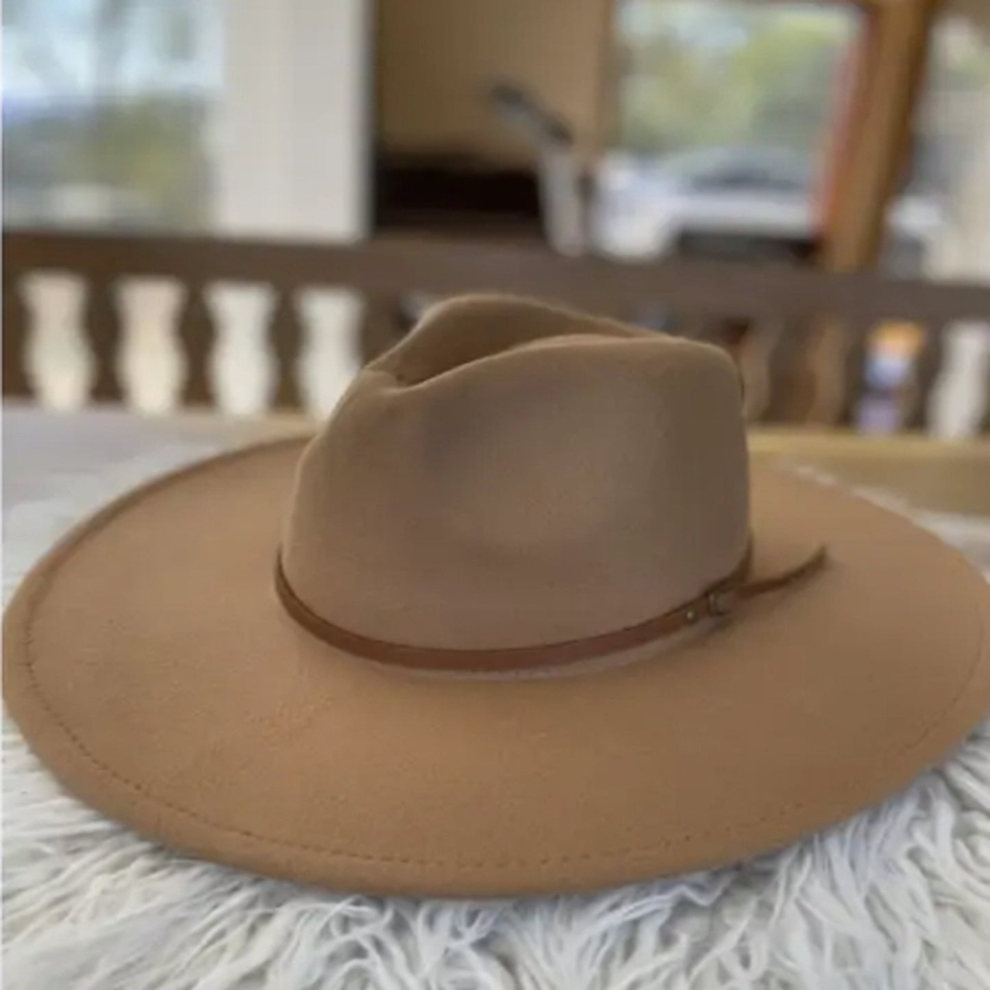 VEGAN FELT FEDORA  W/ SKINNY BELT