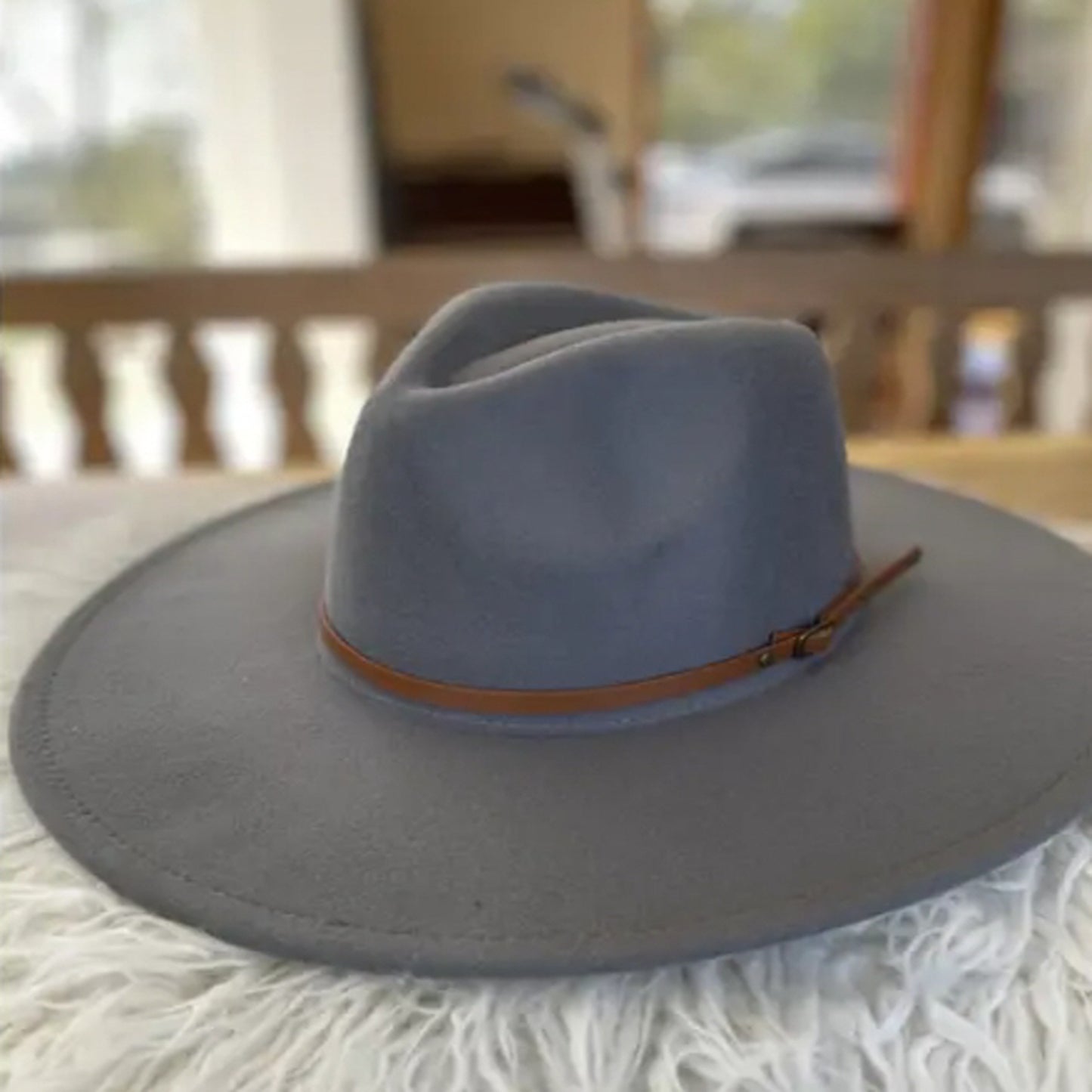 VEGAN FELT FEDORA  W/ SKINNY BELT