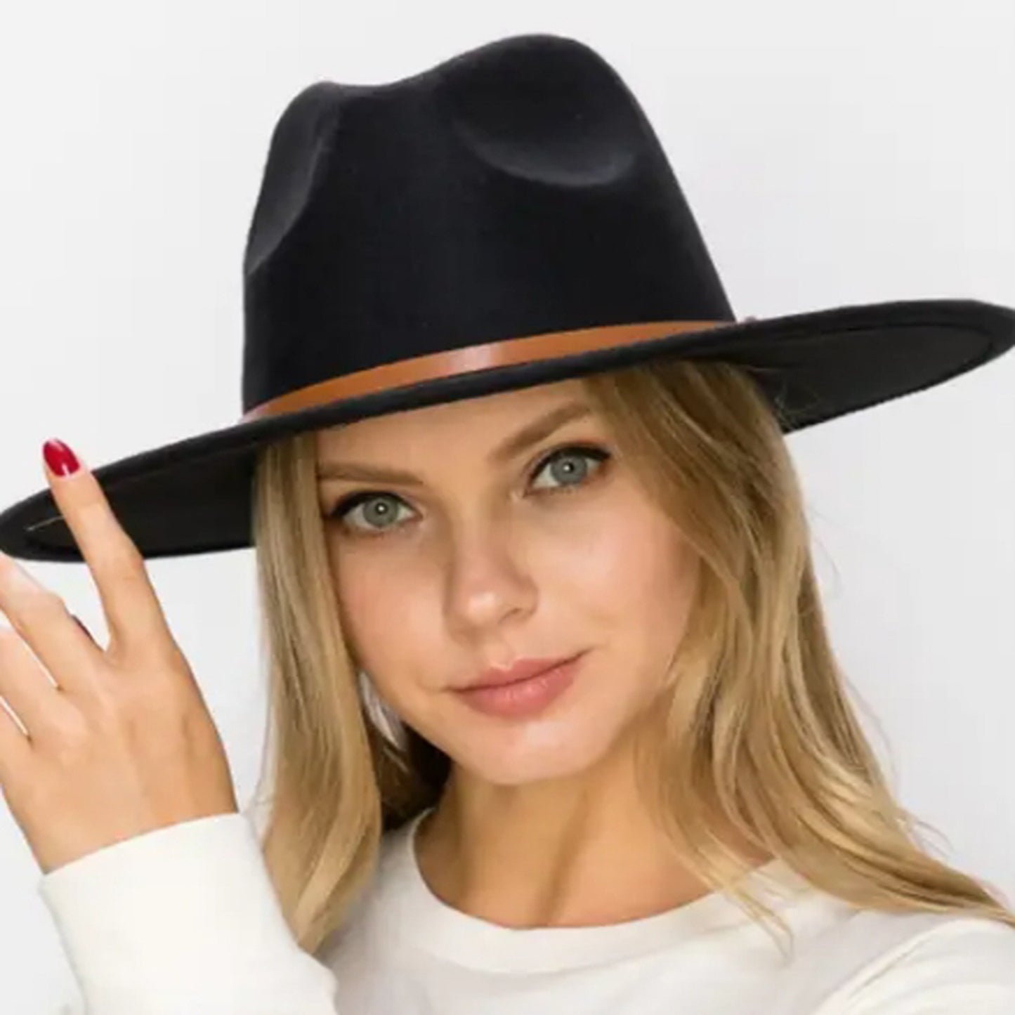 VEGAN FELT FEDORA  W/ SKINNY BELT