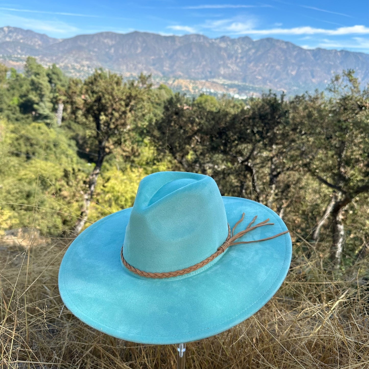 WIDE BRIM VEGAN SUEDE HAT WIDE BRAID BELT