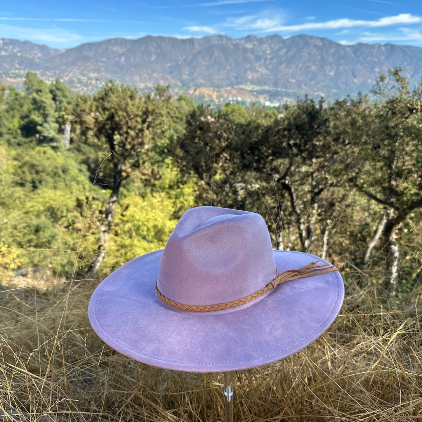 WIDE BRIM VEGAN SUEDE HAT WIDE BRAID BELT