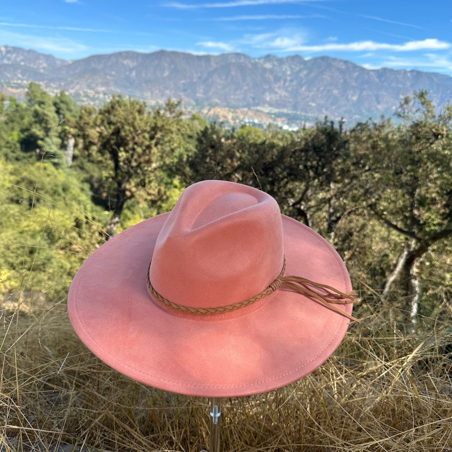 WIDE BRIM VEGAN SUEDE HAT WIDE BRAID BELT