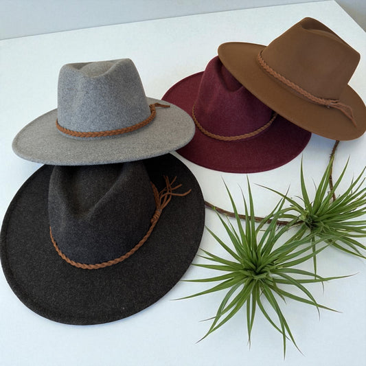 Felt Hat with Braided Leather Band