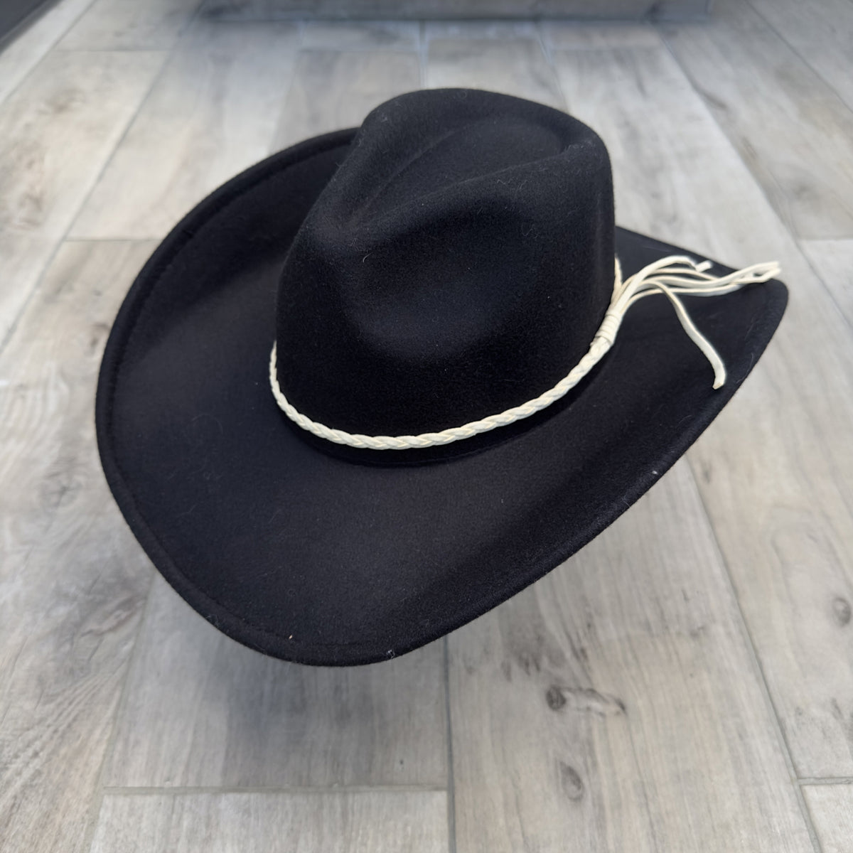 Vegan Felt Wool Western Cowboy Hat - Brown or Black Custom Brown Vegan Felt Cowboy Hat: Cowhide & Turquoise - Etsy main image 4