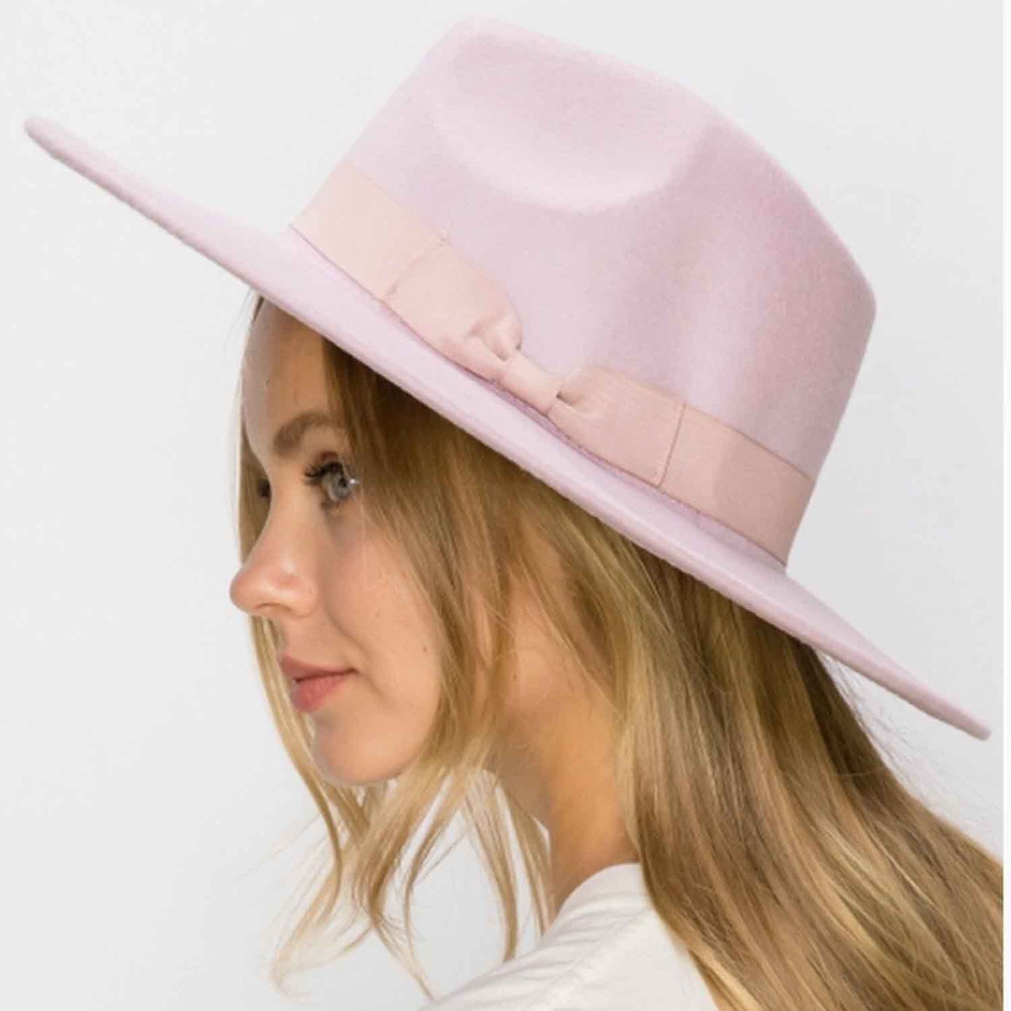 VEGAN FELT FEDORA  W/ BOW