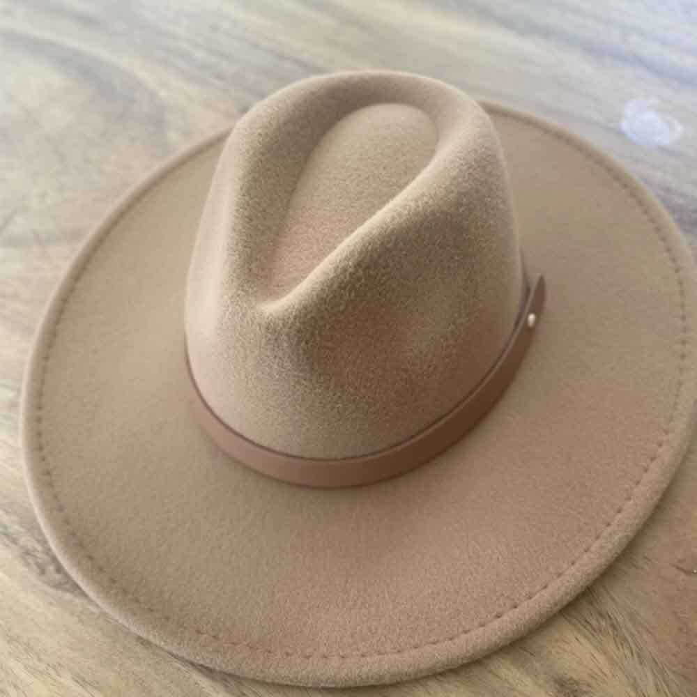 VEGAN FELT FEDORA  W/ LEATHER BELT