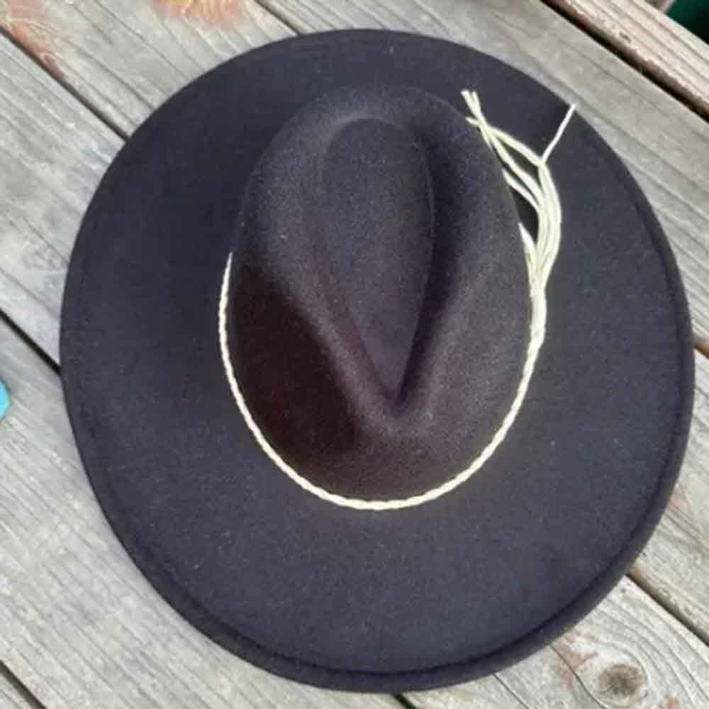 VEGAN FELT FEDORA HAT WITH SUEDE BRAID TUSSLE