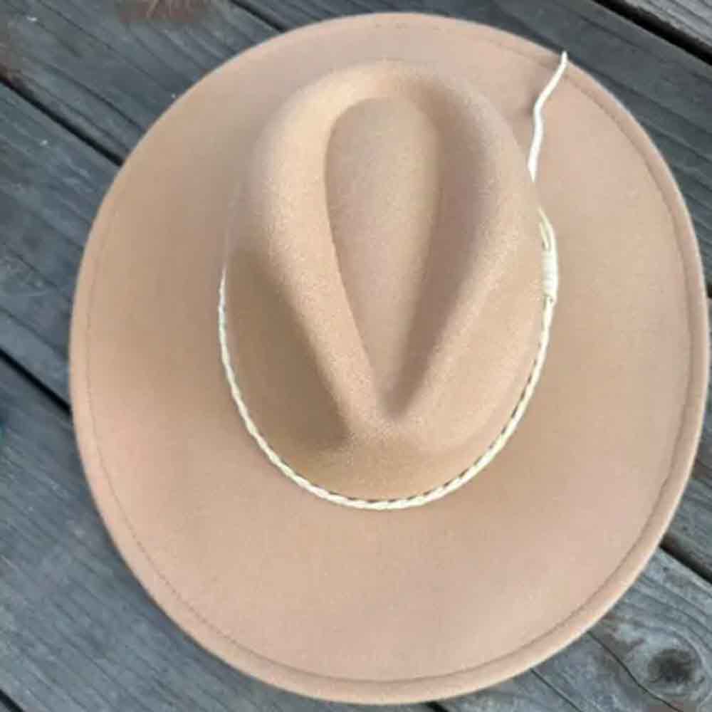 VEGAN FELT FEDORA HAT WITH SUEDE BRAID TUSSLE