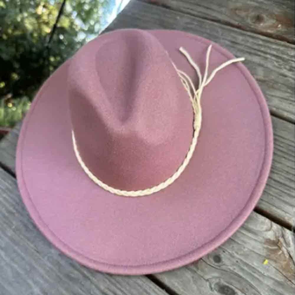 VEGAN FELT FEDORA HAT WITH SUEDE BRAID TUSSLE