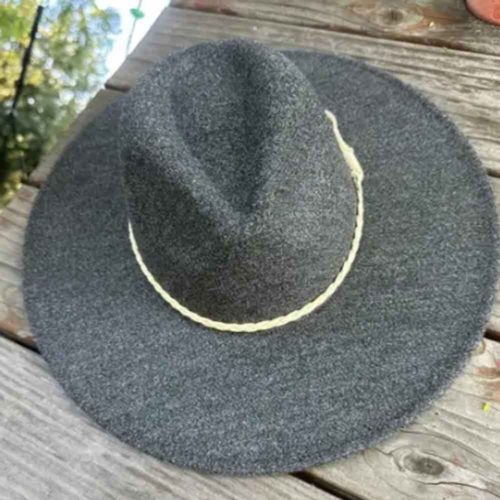 VEGAN FELT FEDORA HAT WITH SUEDE BRAID TUSSLE