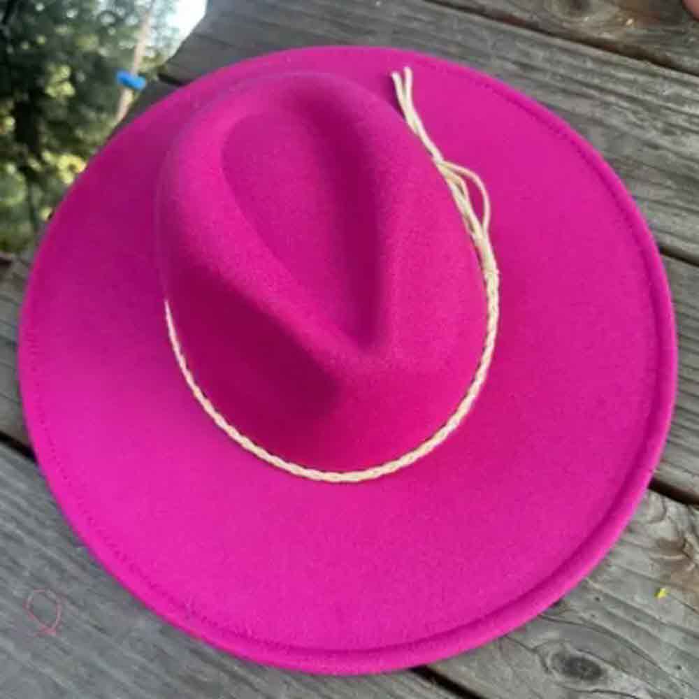 VEGAN FELT FEDORA HAT WITH SUEDE BRAID TUSSLE