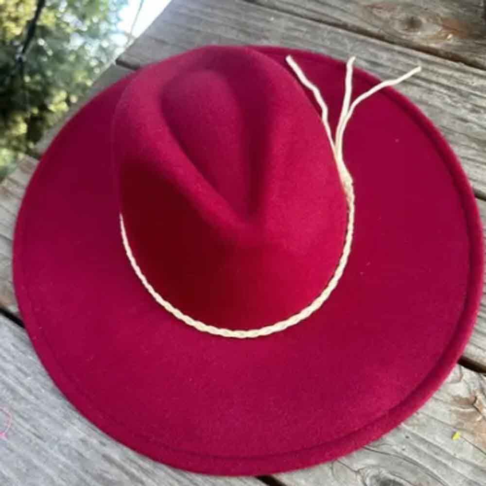 VEGAN FELT FEDORA HAT WITH SUEDE BRAID TUSSLE