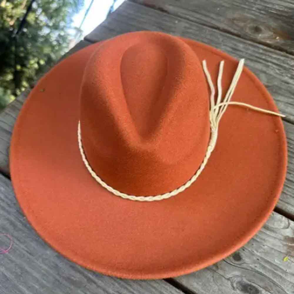 VEGAN FELT FEDORA HAT WITH SUEDE BRAID TUSSLE