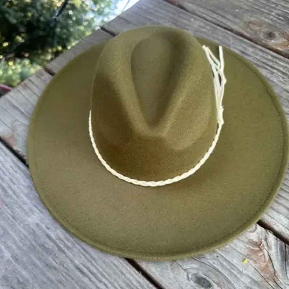 VEGAN FELT FEDORA HAT WITH SUEDE BRAID TUSSLE