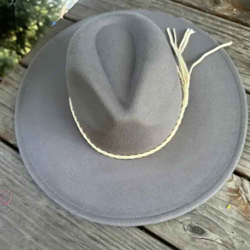 VEGAN FELT FEDORA HAT WITH SUEDE BRAID TUSSLE