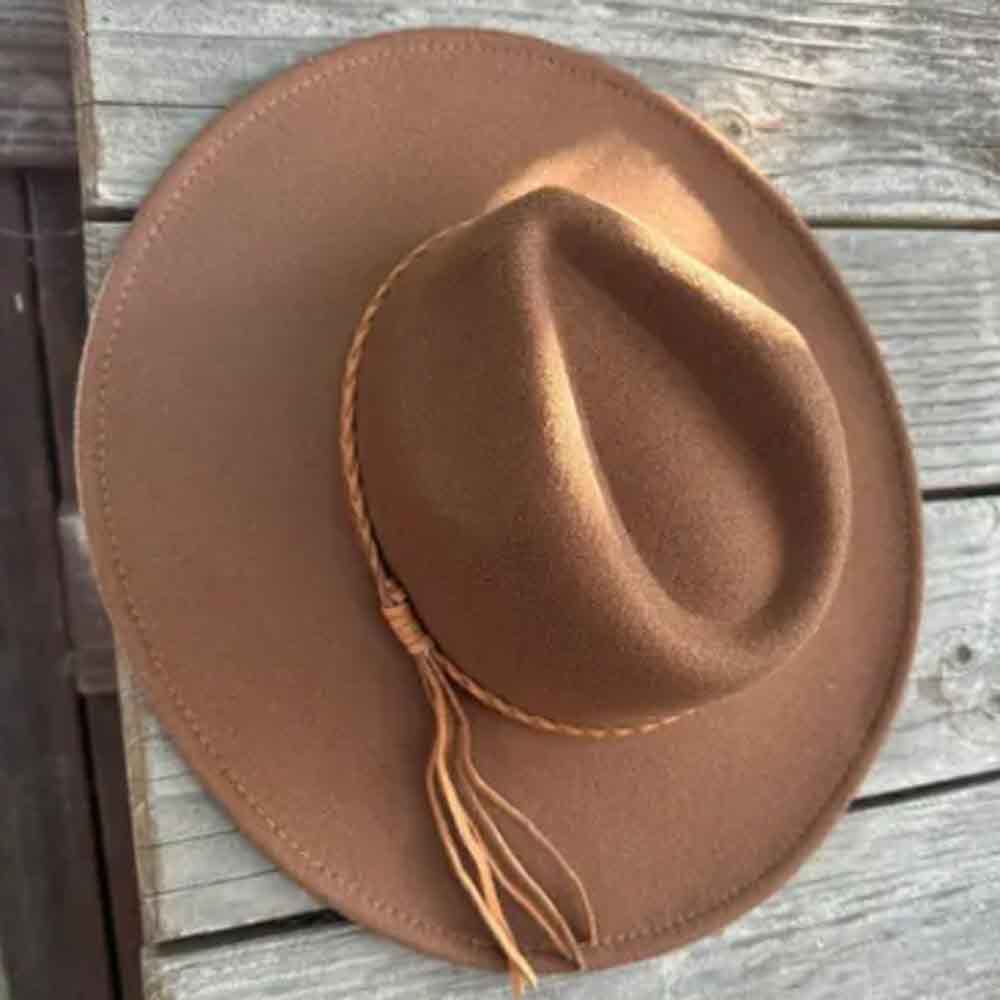 VEGAN FELT FEDORA W/ BRAID TUSSLE