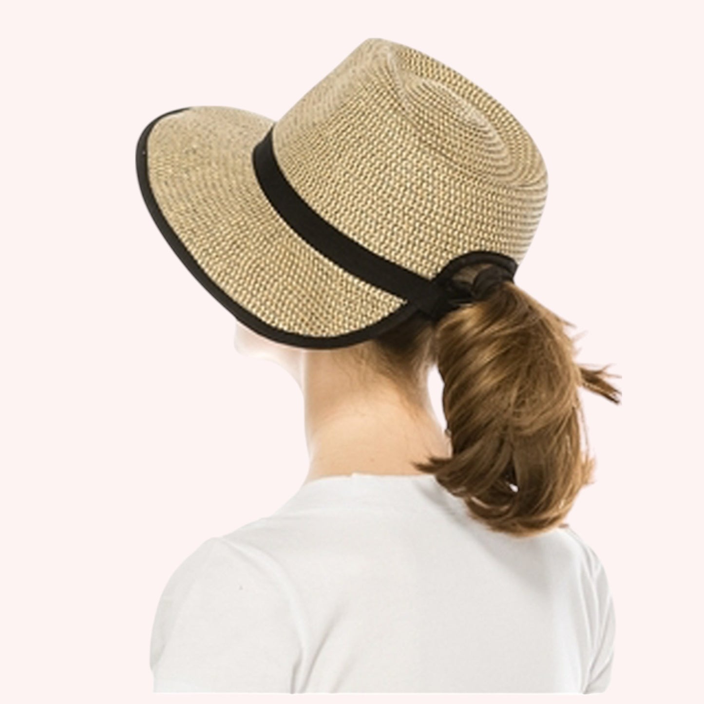 Breezy Ponytail Straw Fedora – UPF 50+ Sun Hat