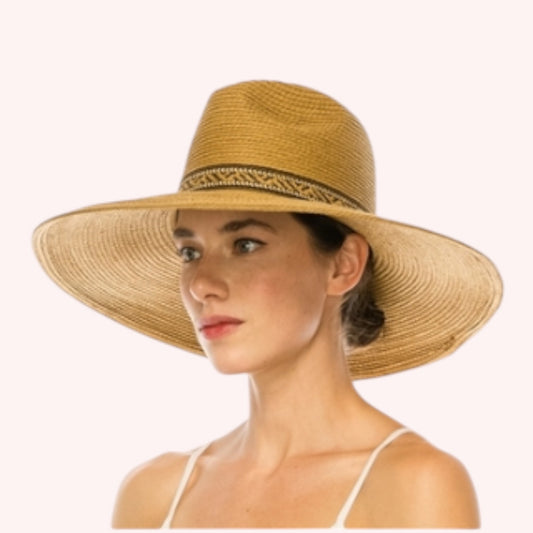 Large Brim Safari Sun Hat – Tribal Band & UPF 50+