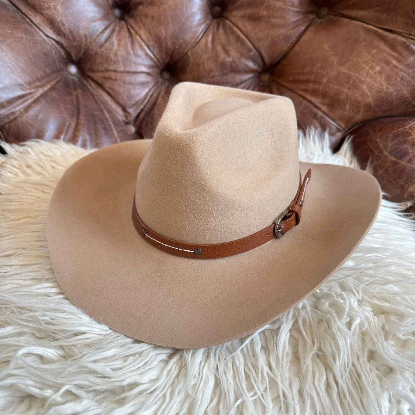 WOOL RANCHER COWBOY HAT W/ LEATHER BELT