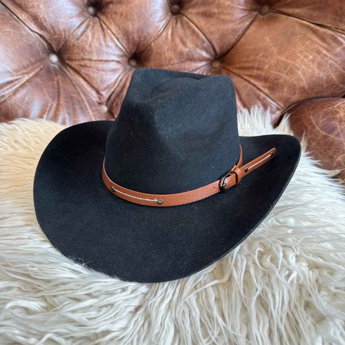 WOOL RANCHER COWBOY HAT W/ LEATHER BELT