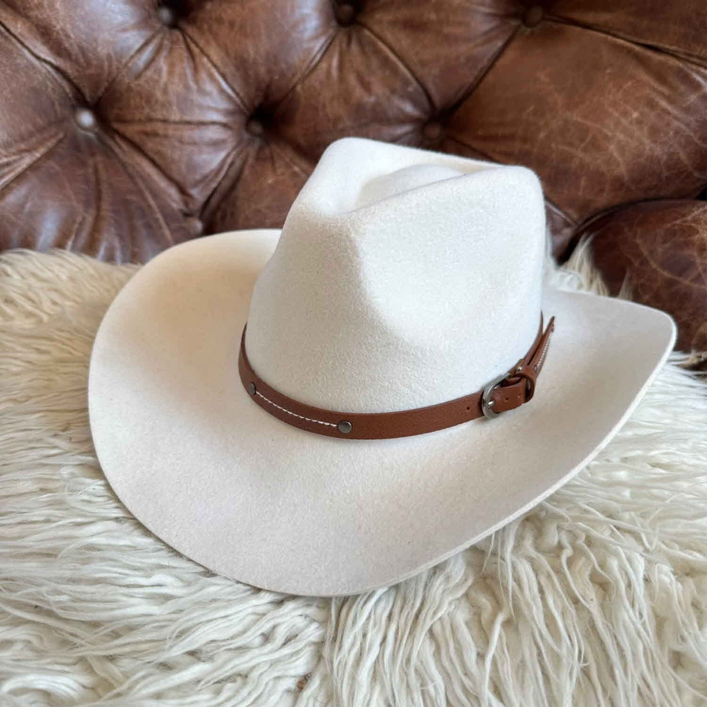 WOOL RANCHER COWBOY HAT W/ LEATHER BELT