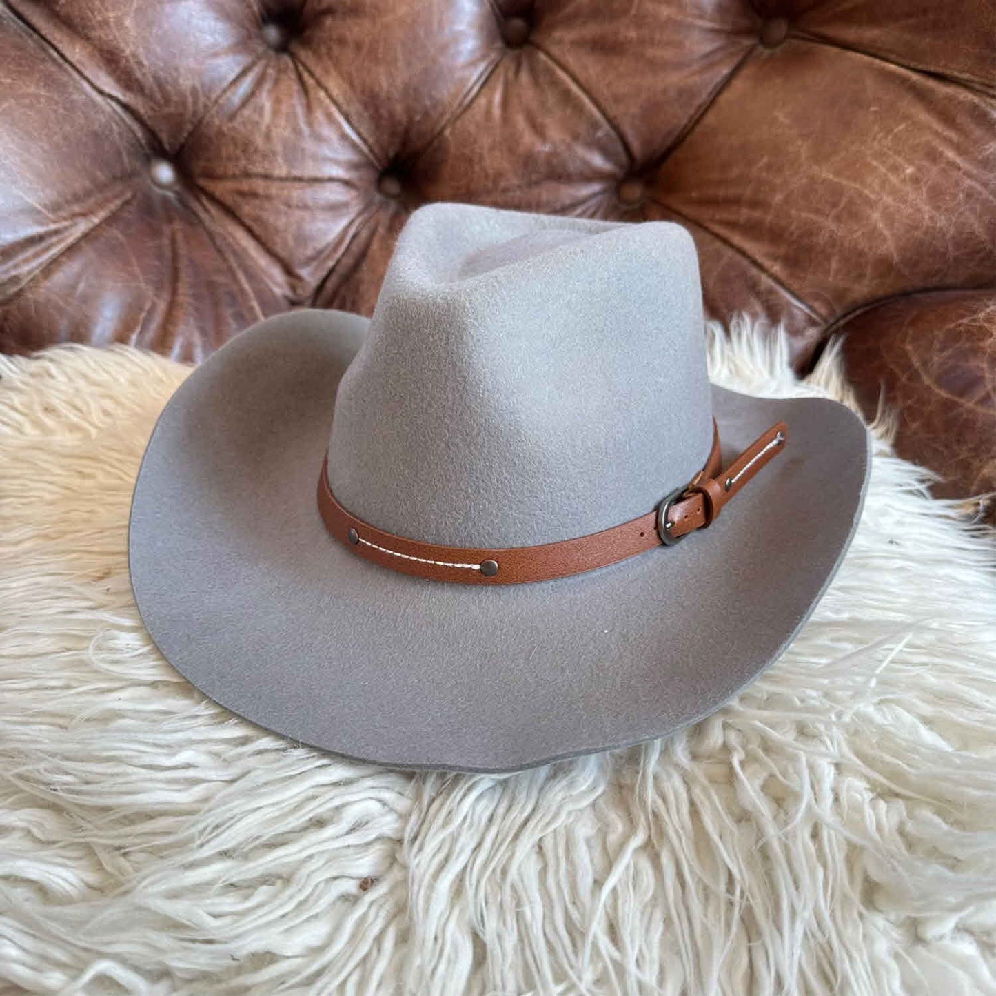 WOOL RANCHER COWBOY HAT W/ LEATHER BELT