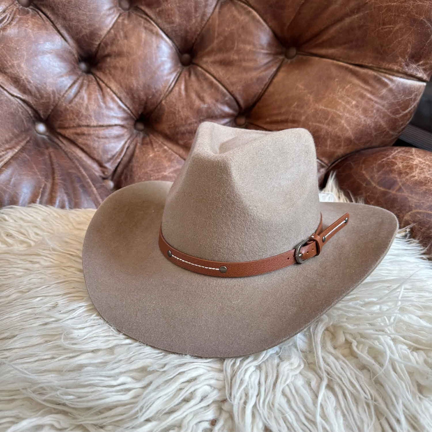 WOOL RANCHER COWBOY HAT W/ LEATHER BELT