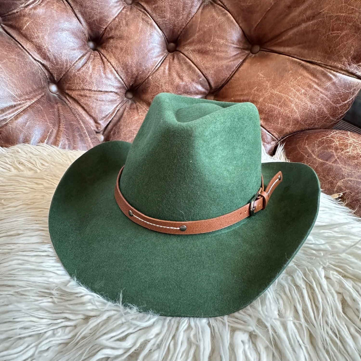 WOOL RANCHER COWBOY HAT W/ LEATHER BELT