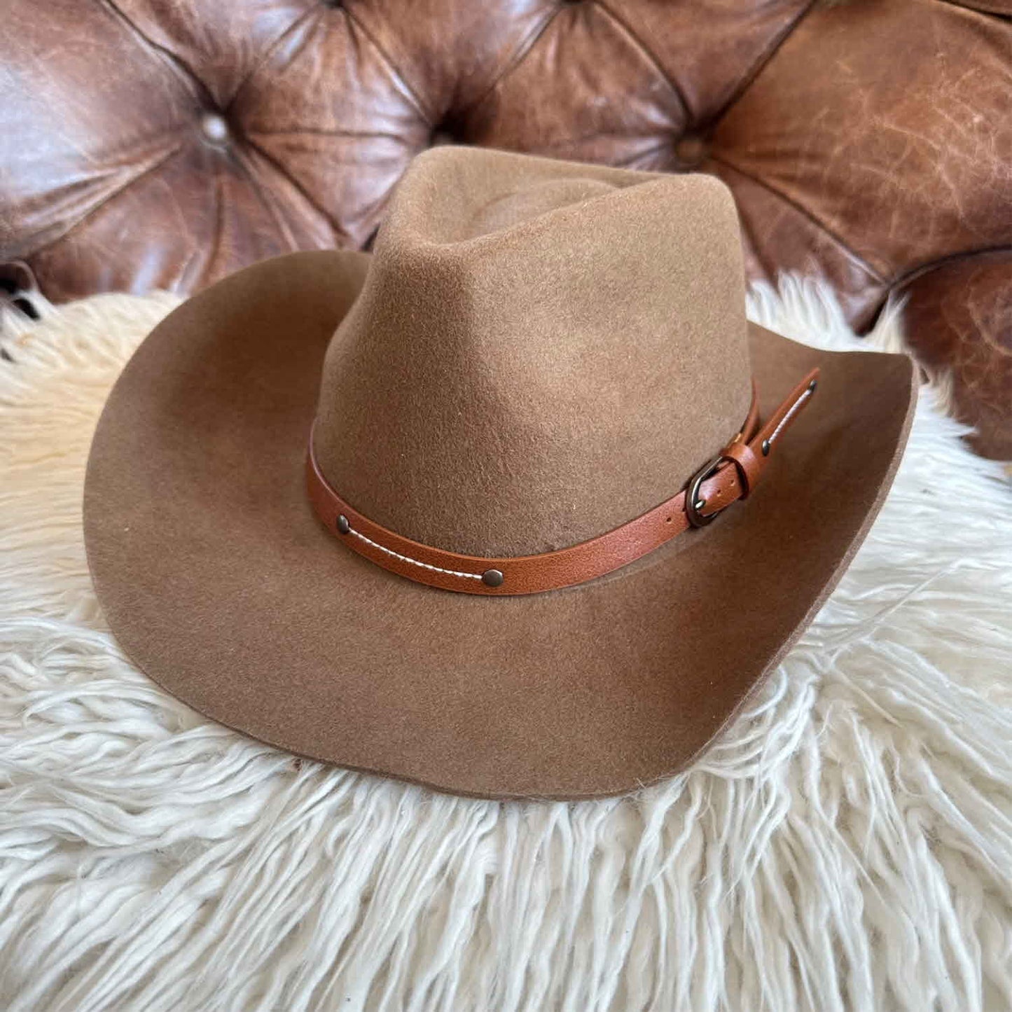 WOOL RANCHER COWBOY HAT W/ LEATHER BELT