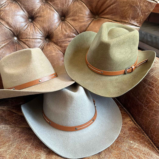 WOOL RANCHER COWBOY HAT W/ LEATHER BELT