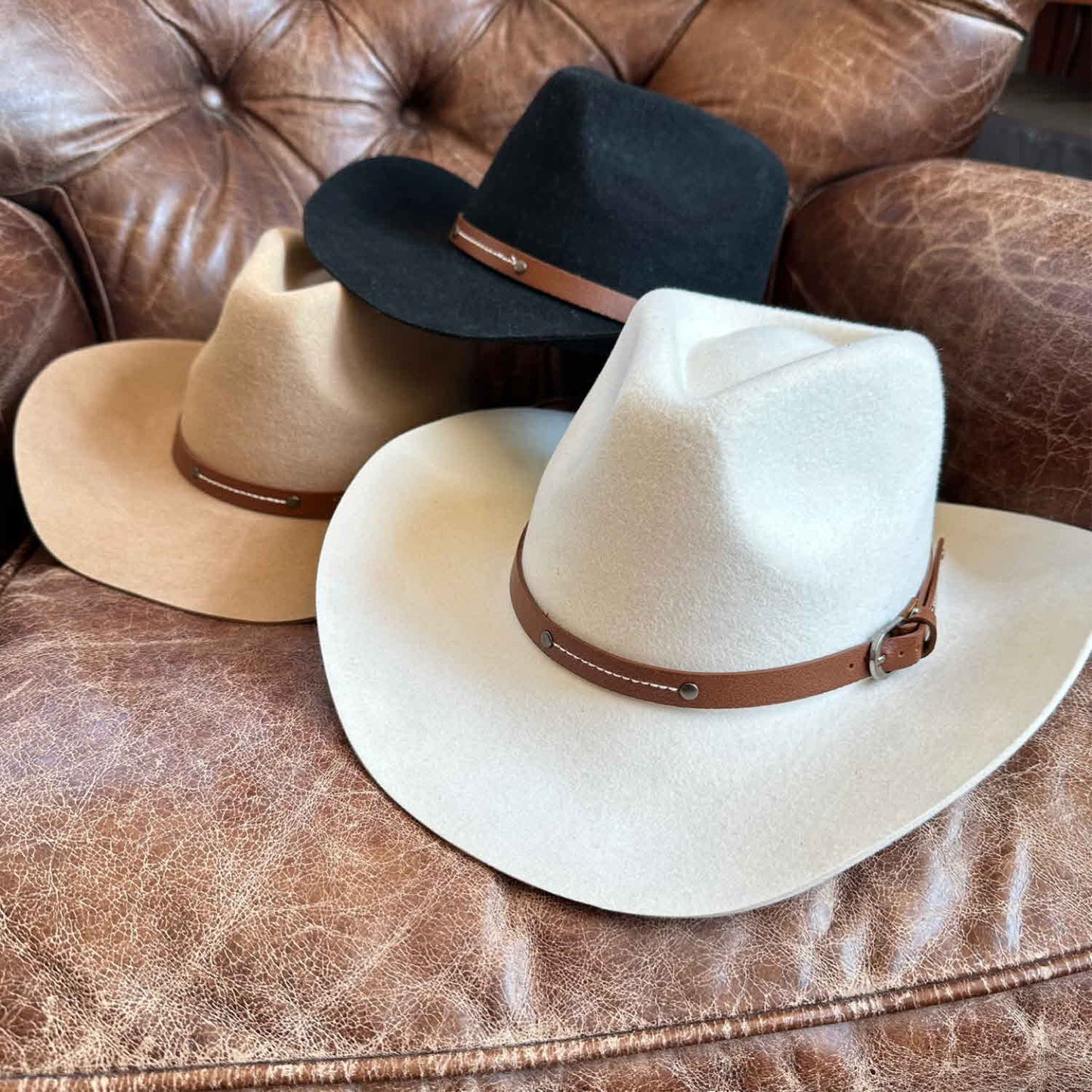 WOOL RANCHER COWBOY HAT W/ LEATHER BELT