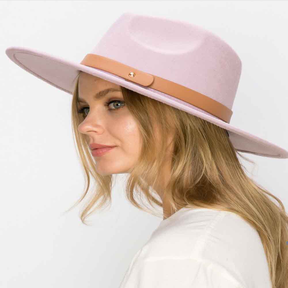 VEGAN FELT FEDORA  W/ LEATHER BELT