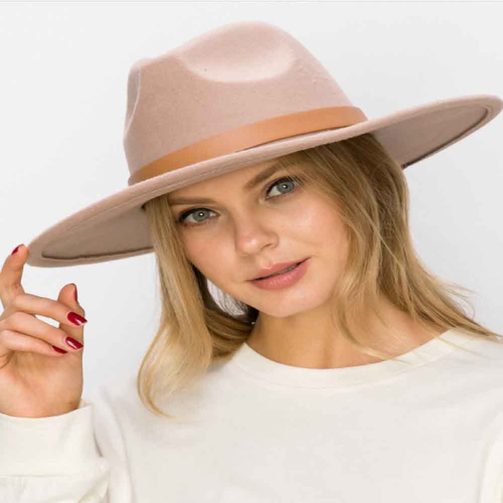 VEGAN FELT FEDORA  W/ LEATHER BELT