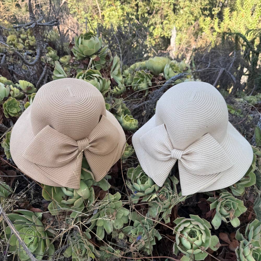 Wide Brim Bucket Hat with Oversized Bow – Summer Sun Hat