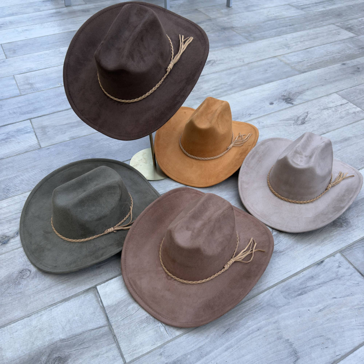 Vegan Suede Cattleman Cowboy Hat with Suede Hat Band