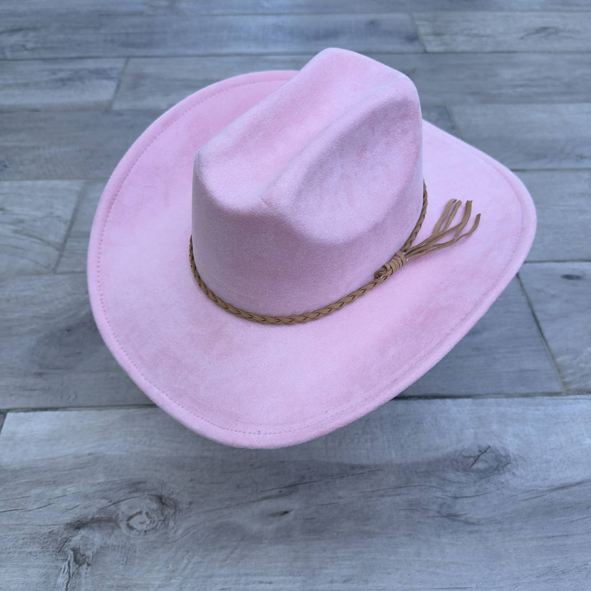 Vegan Suede Cattleman Cowboy Hat with Suede Hat Band
