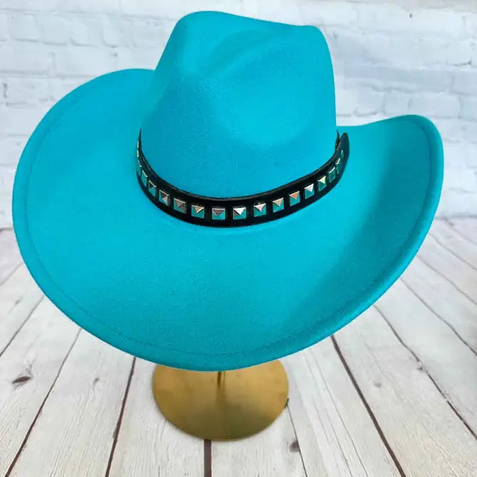 VEGAN FELT COWBOY HAT STEARD LEATHER BELT