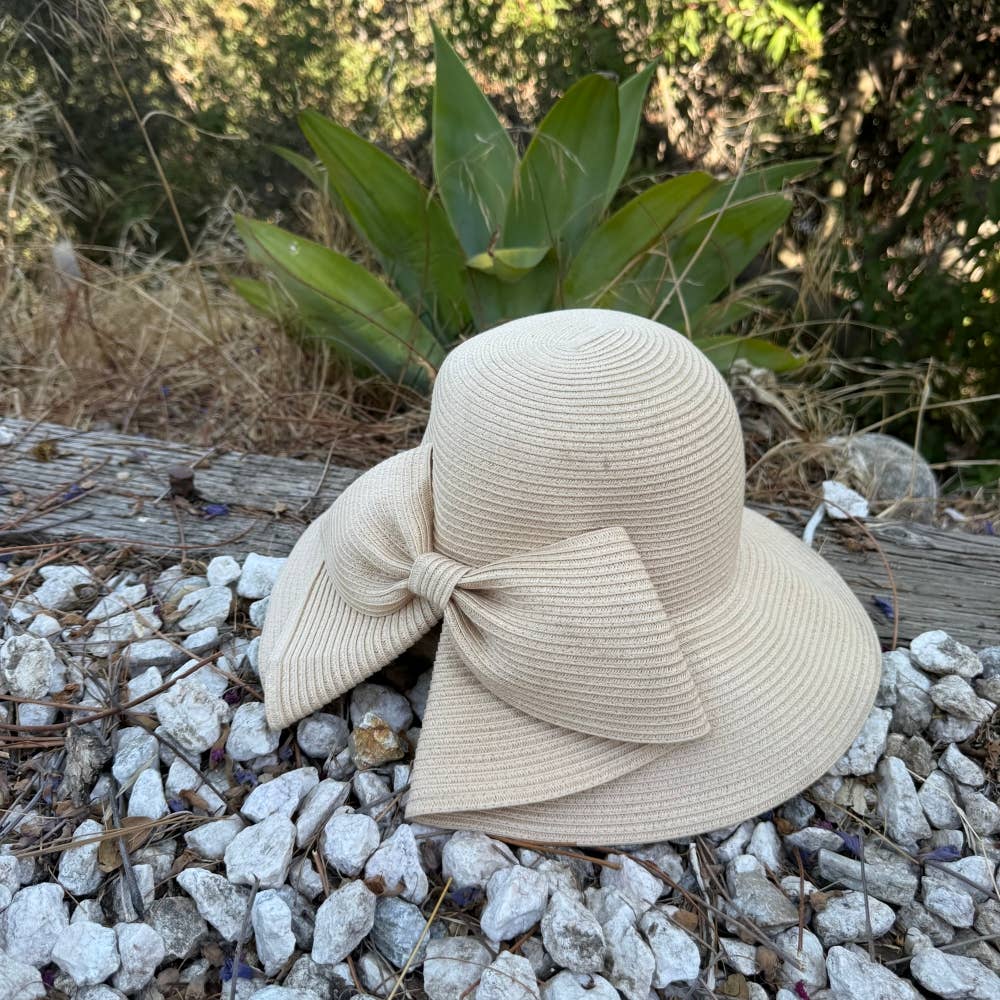 Wide Brim Bucket Hat with Oversized Bow – Summer Sun Hat