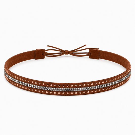 Western Rhinestone Studded Adjustable Brown Hat Band
