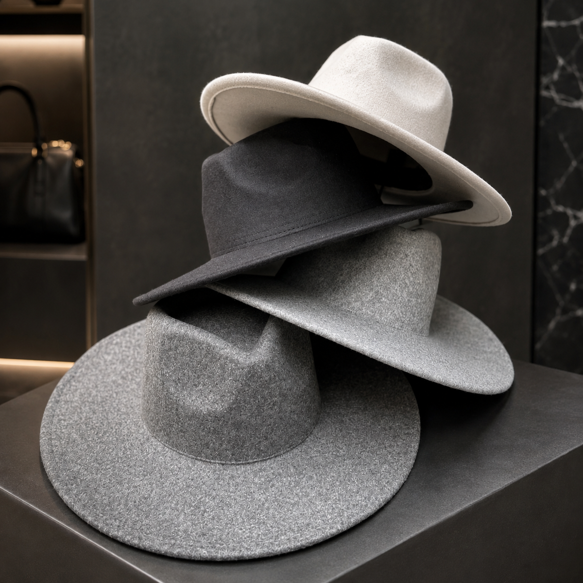 Vegan Felt Wide Brim Rancher Hat in Faux Felt