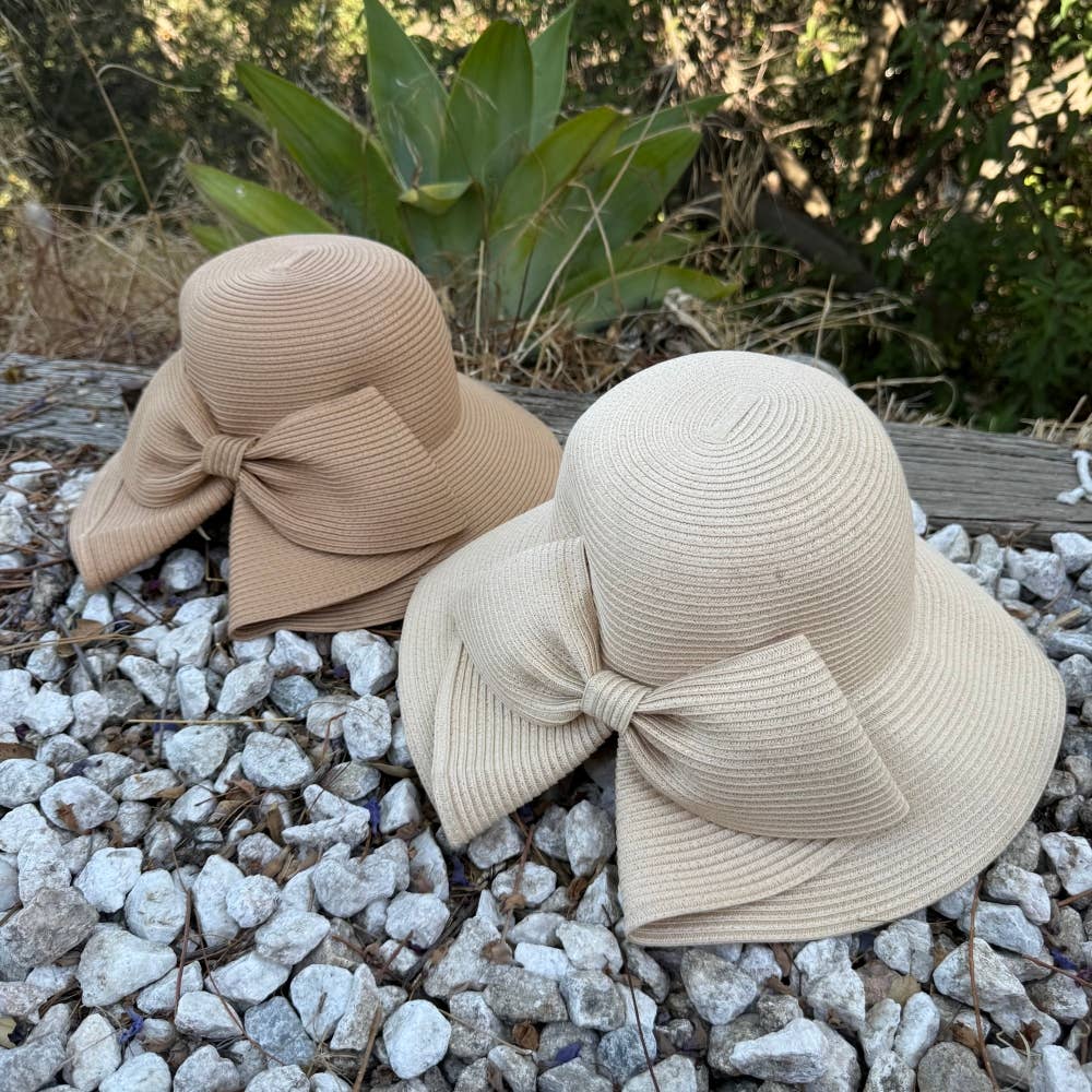 Wide Brim Bucket Hat with Oversized Bow – Summer Sun Hat